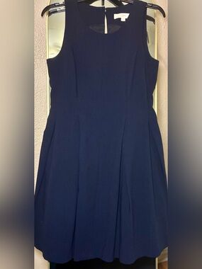 LOFT Navy Sleeveless Fit-and-Flare Dress; Women’s size 4